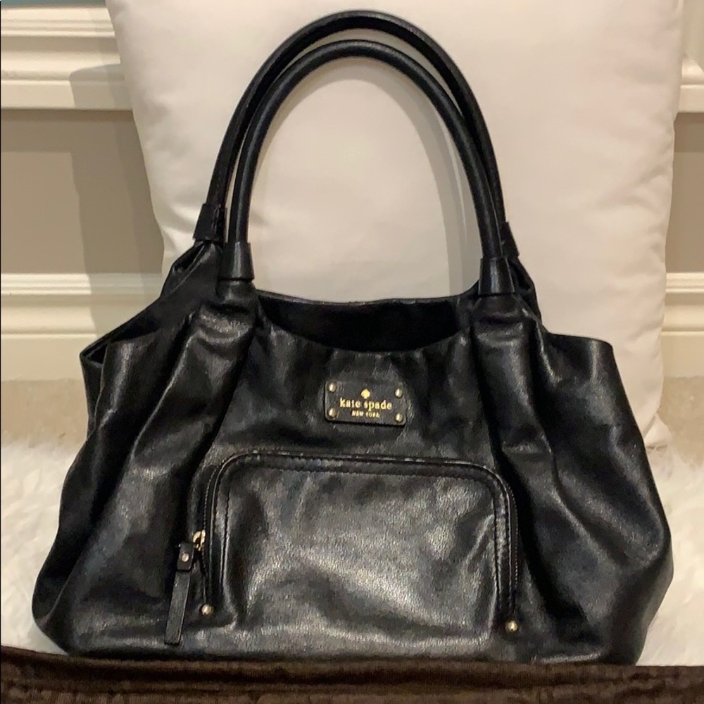 EUC Kate Spade black tote bag with gold hardware